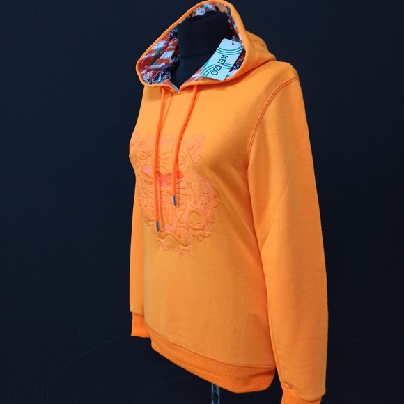 Kenzo Orange Tiger Embroidered Cotton Hoddie - Picture 5 of 6